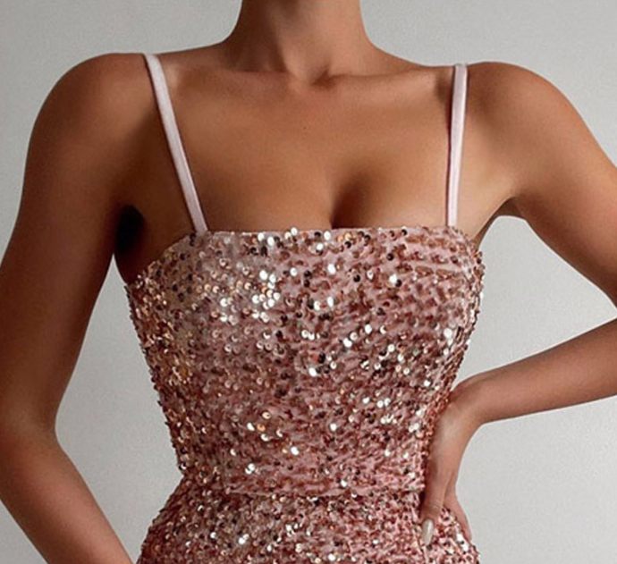 Sling Women'S Sleeveless Sequins Mini Dress