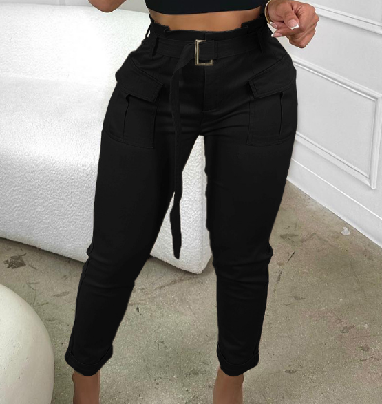 Fashion Women'S Solid Color High Waisted Pants