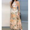 Women'S Printed Lace Patchwork Two Piece Set