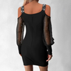 Fashion Black Stitching Off Shoulder Dress