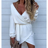 Elegant White Long Sleeved V-Neck Off Shoulder Dress