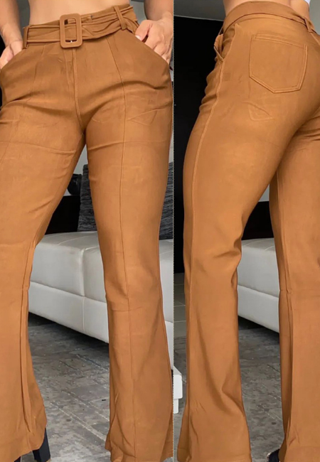 Elegant Solid Color Women Long Pants