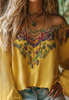 Retro Long Sleeved Off Shoulder Shirt