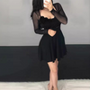 Women'S Black Lace Long Sleeve Dress