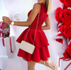 Sexy V-Neck Lace Splicing Red Dress