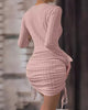 Lace Stitching Button Long Sleeve Slim Dress