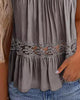 Lace Stitching Ruffled Round Neck Tank Top Shirt