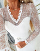 V-Neck Lace Splicing Long Sleeve Dress