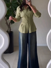 Temperament Cardigan Green Long Sleeved Shirt