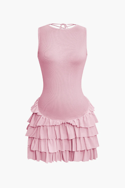 Fashion Solid Color Sleeveless Vest Backless Dress