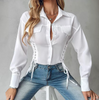 Solid Color Women'S Clothing Design Slim White Shirt