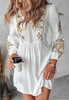 Solid Color Women'S Embroidered Casual Long Sleeved Dress