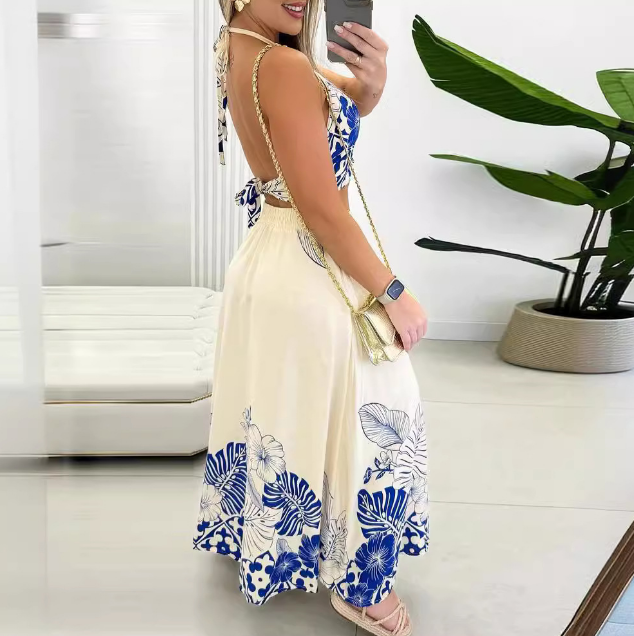 Casual Printed Sleeveless Two Piece Set