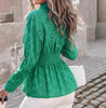 Temperament Women'S Long Sleeved Green Shirt