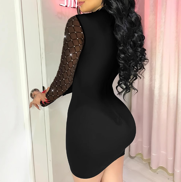 Fashion Sexy Mesh Long Sleeve Dress