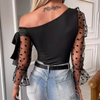 Temperament Off Shoulder Mesh Long Sleeved Top