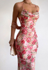 Temperament Sling Print Women High Waisted Dress