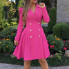 Sweet Long Sleeve Rose Red Dress