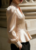 Elegant Temperament Solid Color Long Sleeved Shirt