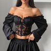 Lace Design V-Neck Long Sleeved T-Shirt