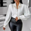 Women'S Temperament Long Sleeve White Embroidered Top