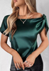 Solid Color Green Elegant Shirt Tops