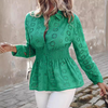 Temperament Women'S Long Sleeved Green Shirt