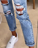 Women'S Fashion Casual Distressed Blue Jeans
