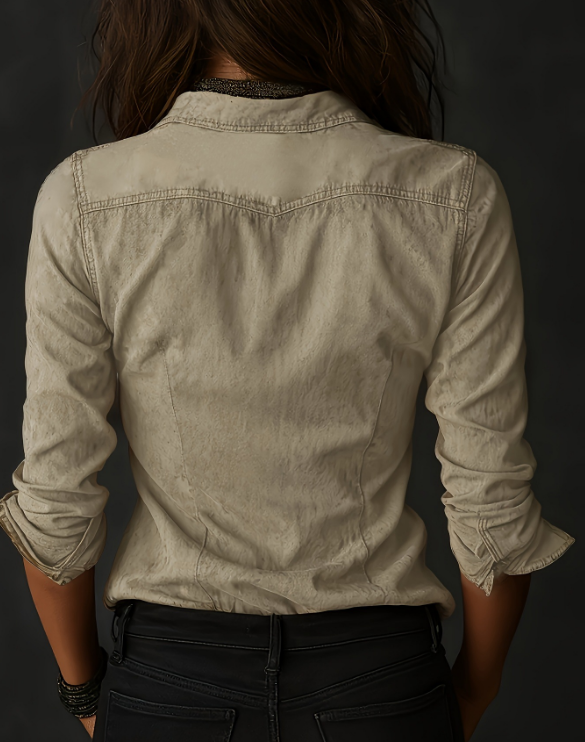 Women'S Casual Buckle Pocket Design Long Sleeved Shirts