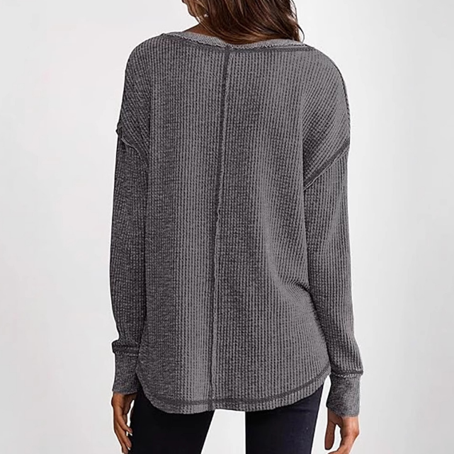 Women'S V-Neck Long Sleeved Casual Top