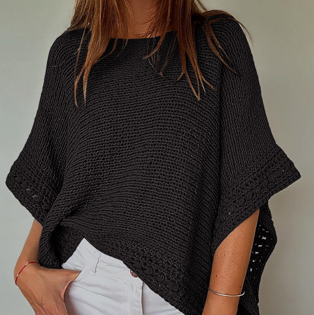Solid Color Women'S Bat Sleeve Knitted Tops