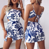 Sexy Sleeveless Printed Backless Jumpsuit