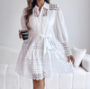 Lace Women Splicing Long Sleeve Dress