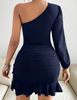 Elegant Temperament Solid Color Sexy Long Sleeved Dress
