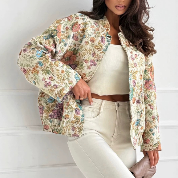Vintage Floral Jacquard Long Sleeved Jacket