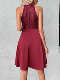 Slim Fashion Solid Color Sequin Splicing Sleeveless Dress