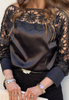 Black Lace Splicing Long Sleeved Top