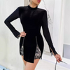Women'S Black Splicing Lace Sexy Dress