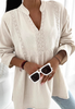 Long Sleeved V-Neck Lace Patchwork Loose Shirt