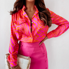 Temperament Contrasting Printed Long Sleeved Shirt