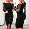Sexy Black Splicing Long Sleeved Dress