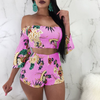 Sexy Printed One Shoulder Two-Piece Set