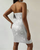 Slim White Spliced Sequin Off Shoulder Dress