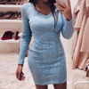 Women'S Fashion V-Neck Long Sleeved Dress