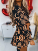 V-Neck Women'S Printed Long Sleeved Dress