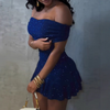 Elegant Sexy Blue One Shoulder Dress