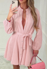 Pink Long Sleeved Casual Dress