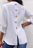 Fashion Women'S White V-Neck Button Up Cardigan Long Sleeved Top