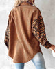 Solid Color Temperament Leopard Print Contrasting Long Sleeved Jacket