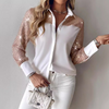 Women'S Sequin Patchwork Casual Long Sleeved Shirt